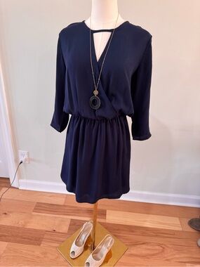Adrienne navy keyhole dress